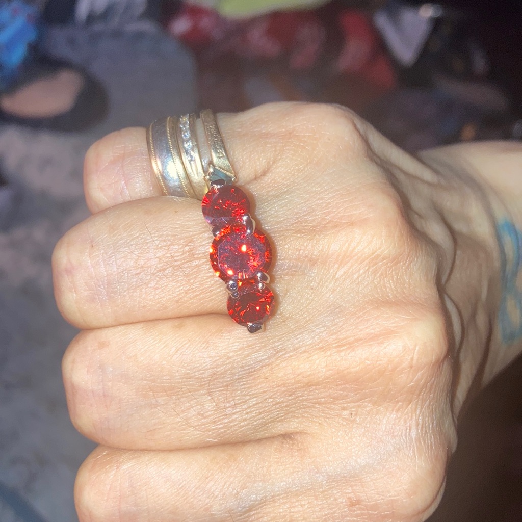 Nw Simulated Ruby Ast Present Future Ring